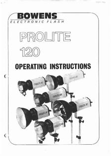 Bowens Ltd Prolite 120 manual. Camera Instructions.